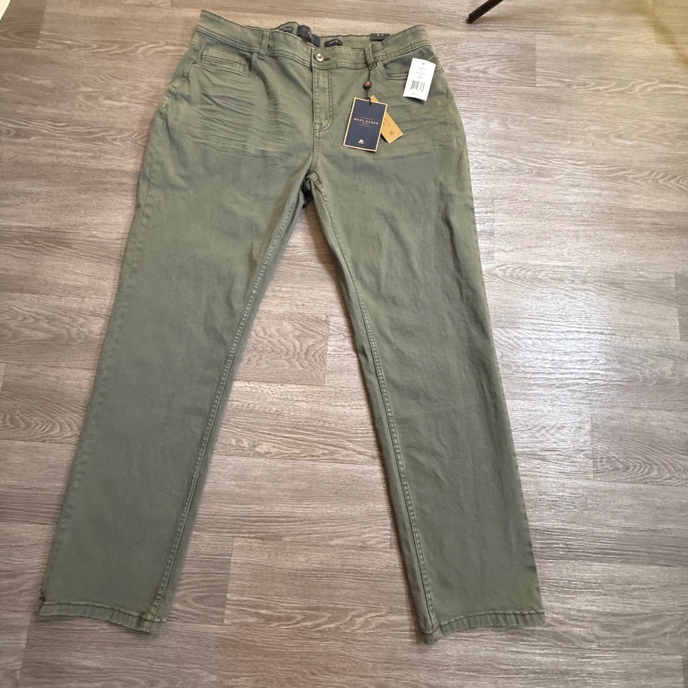 Marc Asher New‎ York Slim Straight Fit Pants Olive Green 36x32 NWT Mens Stretch